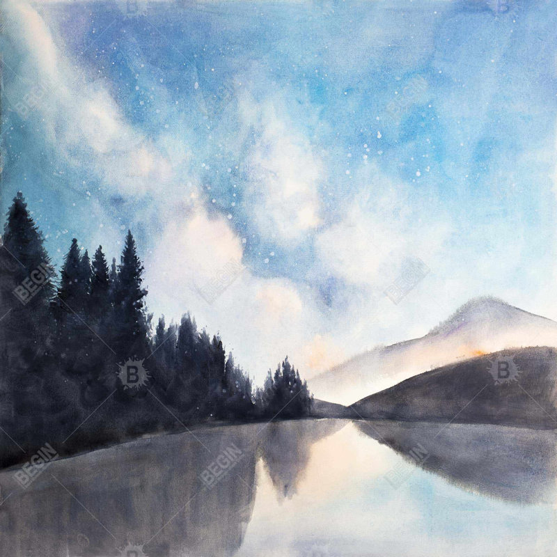 «Lakeview By Night» sur toile