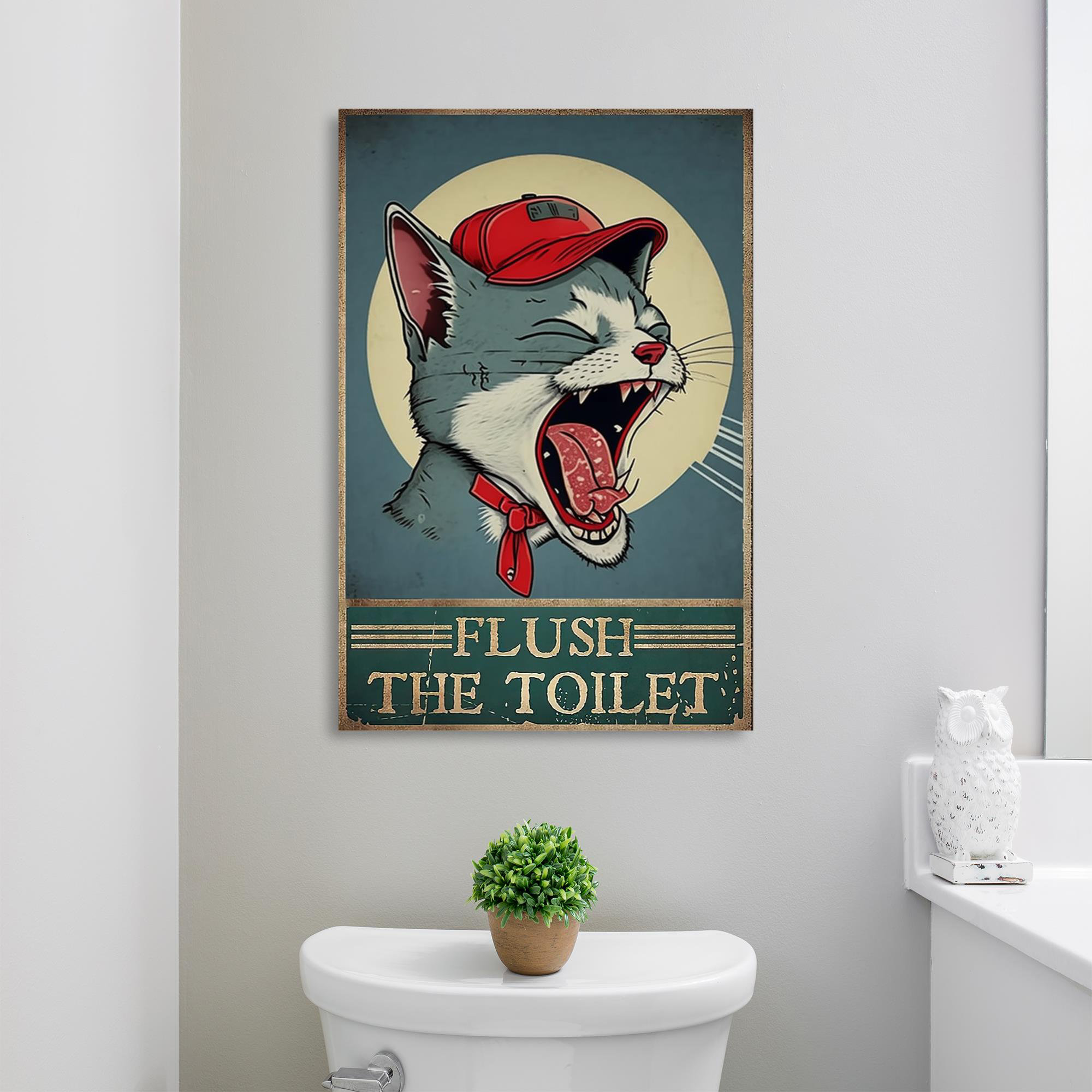 Trinx Cat Flush The Toilet On Canvas Graphic Art Wayfair