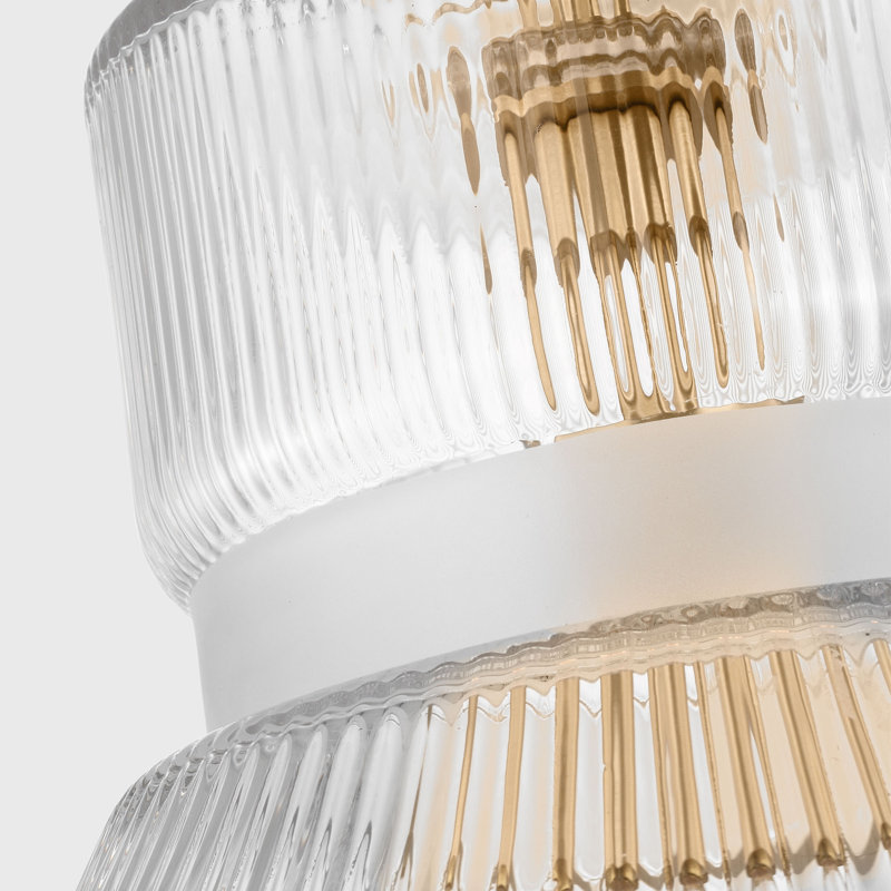 Liouet 1 Light Kitchen Pendant With Clear Ribbed Shade, 56.75" H x 18" W x 18" D, Satin Brass