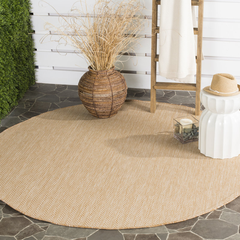 Arneshia Beige Indoor/Outdoor Area Rug, Round 6'7", Beige