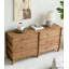Commode en bois massif rustique, rangement multi-tiroirs