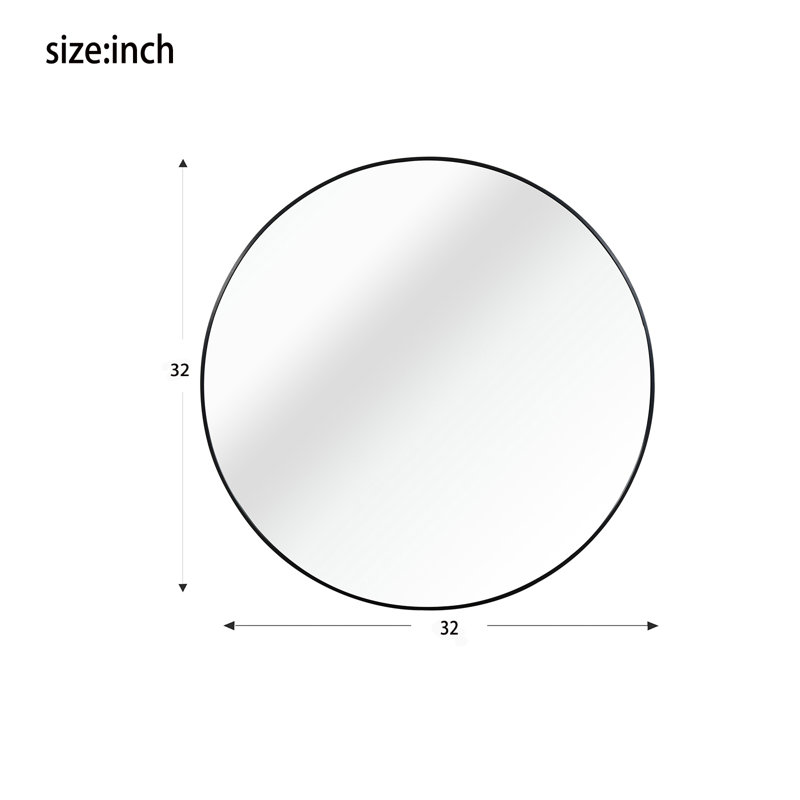 Miroir Rockoh, 32 po x 32 po, Noir