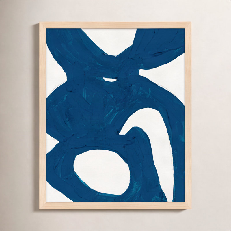 Blue Harmony 1 By Andrea Stokes - Framed Wall Art, 30" H x 24" W x 1.25" D, Brown Framed