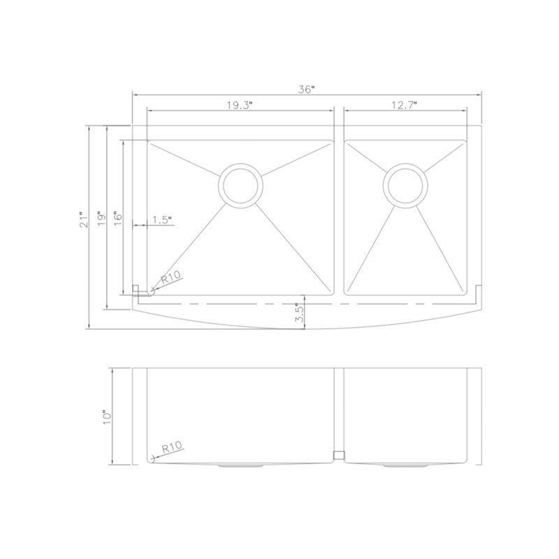 Courchevel Stainless Steel 36" L x 21" W Double Basin Undermount Kitchen Sink with Basket Strainer