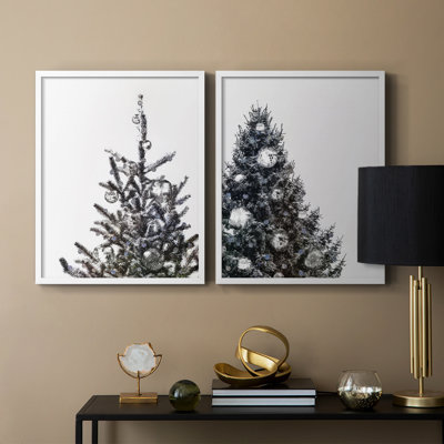 Arbre de Noël disco I - impression encadrée de qualité supérieure - prêt à être accroché - aucun clou requis - aucun clou requis