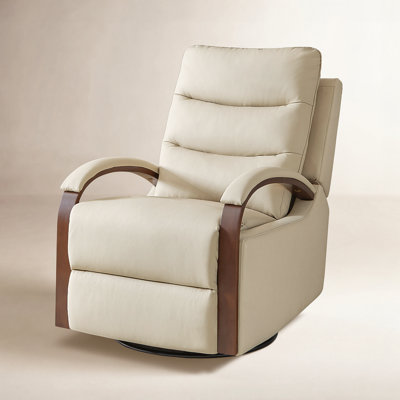 Azilda 29" Genuine Leather Manual Swivel Recliner