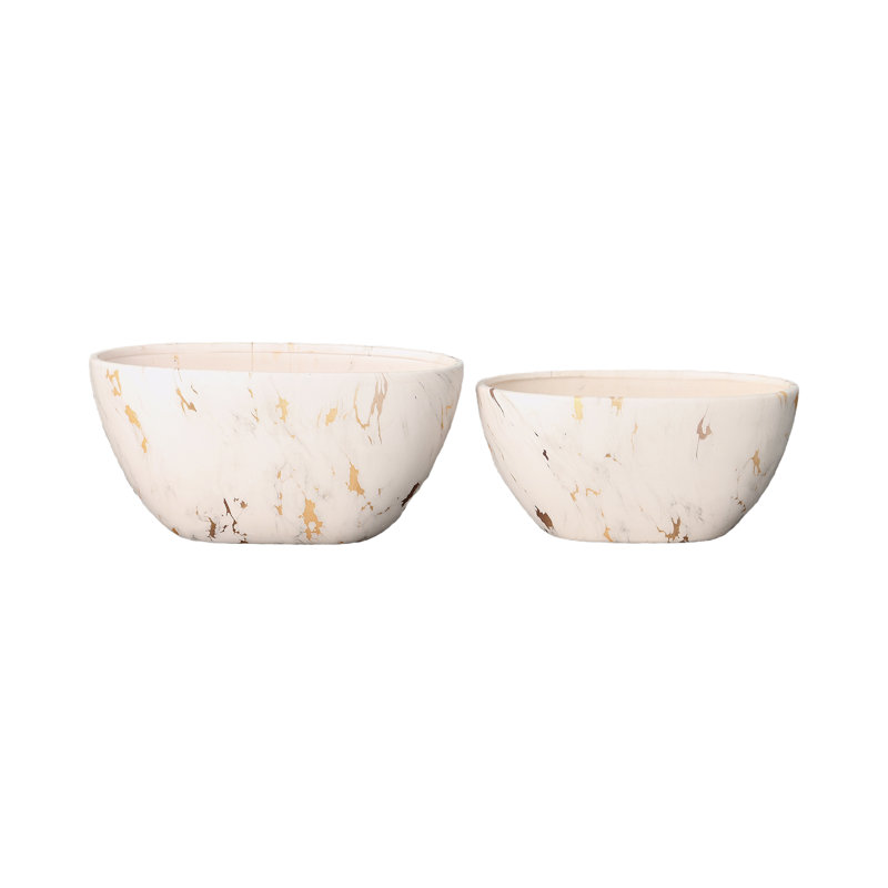 Ensemble de deux casseroles ovales en céramique, Blanc