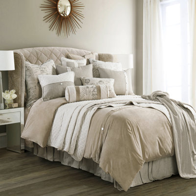 Fairfield Cream Tan Linen Blend Classic Modern Rustic Lodge Coverlet Set