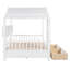 Lit double en bois avec toit, tiroirs de rangement et tablette pour enfants, lit blanc de style maisonnette-1961755210