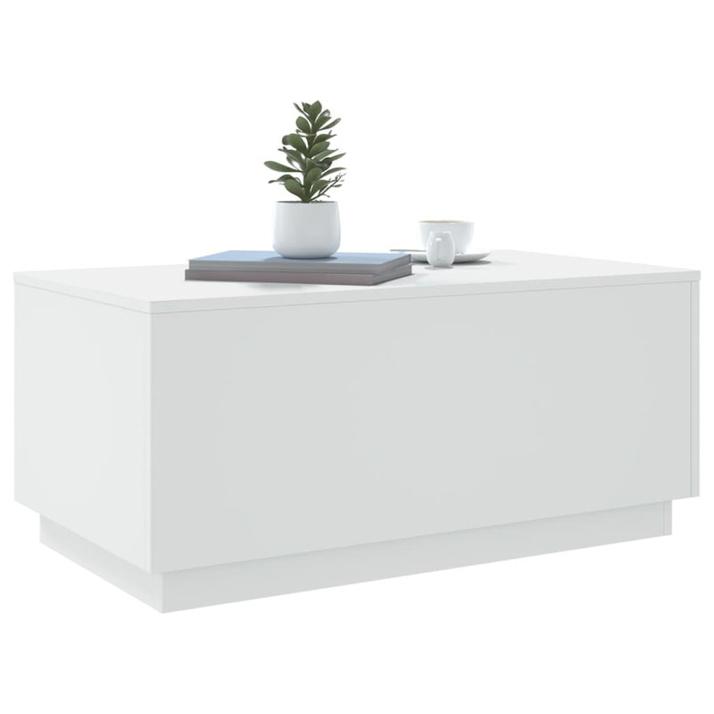 Coffee Table With LED Lights 35.4"X19.7"X15.7", White