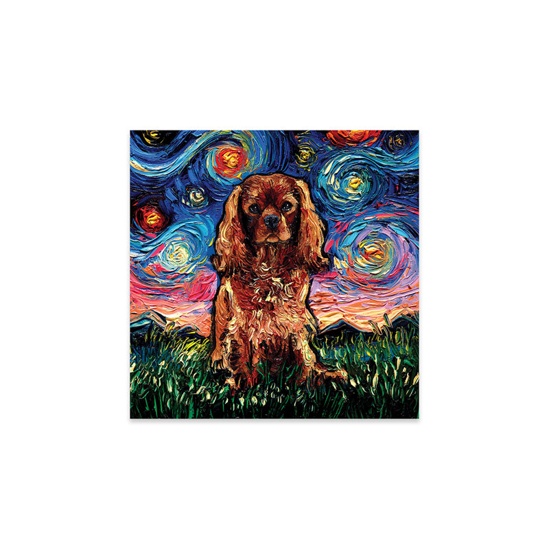 Ruby King Charles Cavalier Spaniel Night On Plastique / Acrylique par Aja Treves