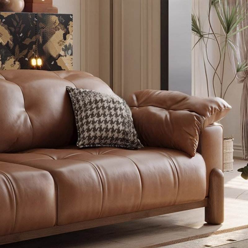 Canapé de salon caramel de style Mid-Century