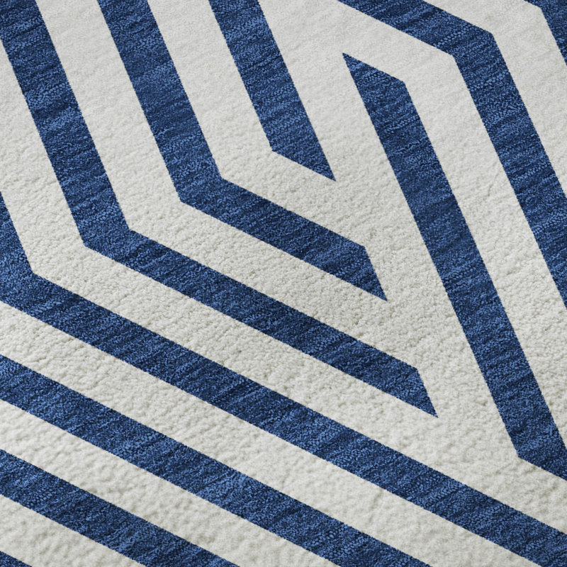 Tapis bleu marine lavable à la machine de qualité supérieure 8 pi x 10 pi Cerrito AMF550, Rectangle 10 pi x 14 pi