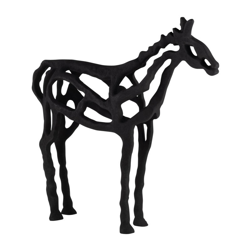 Hafssa Modern Metal Aluminum Giraffe Figurine Abstract Sculptural Art Decor Contemporary Animal Accent Statue, Black