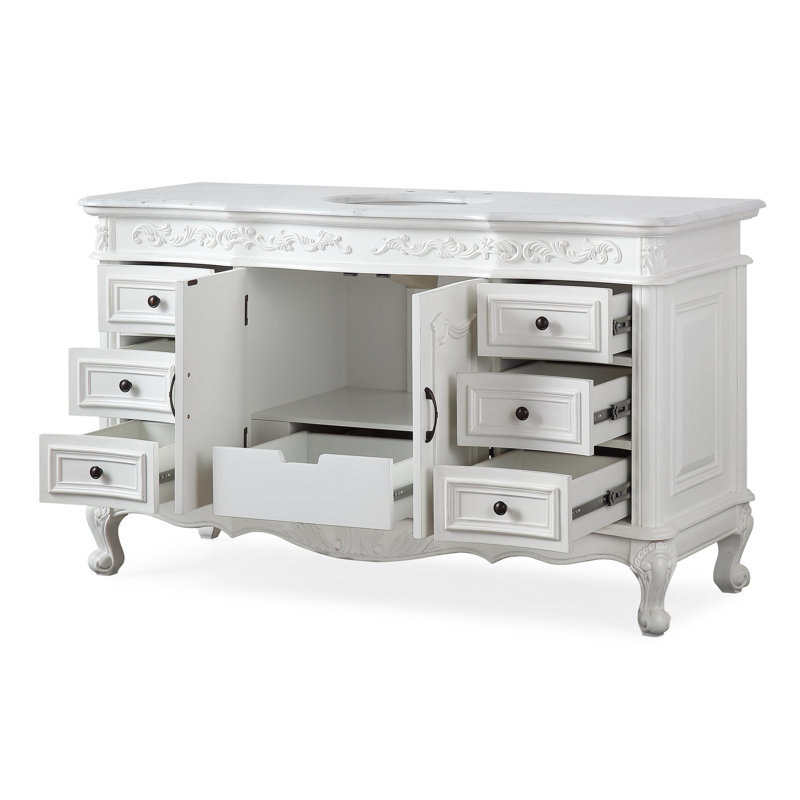 Ohlson 60'' Single Bathroom Vanity with Carrara Marble Top, White