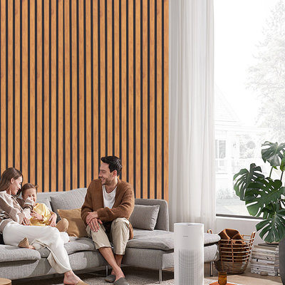 Gaahing 4 Pack 48''l X 24''w Natural Walnut Sound Absorbing Panelling,3d Slat Acoustic Wall Panels With Wood Finish Accent For Studio, Office, Living Room, Bedroom Interior Dec