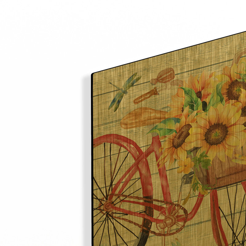 «Bicycle Inspirations A» par Jean Plout, art mural en métal doré, 16 po x 12 po, 16 po x 12 po