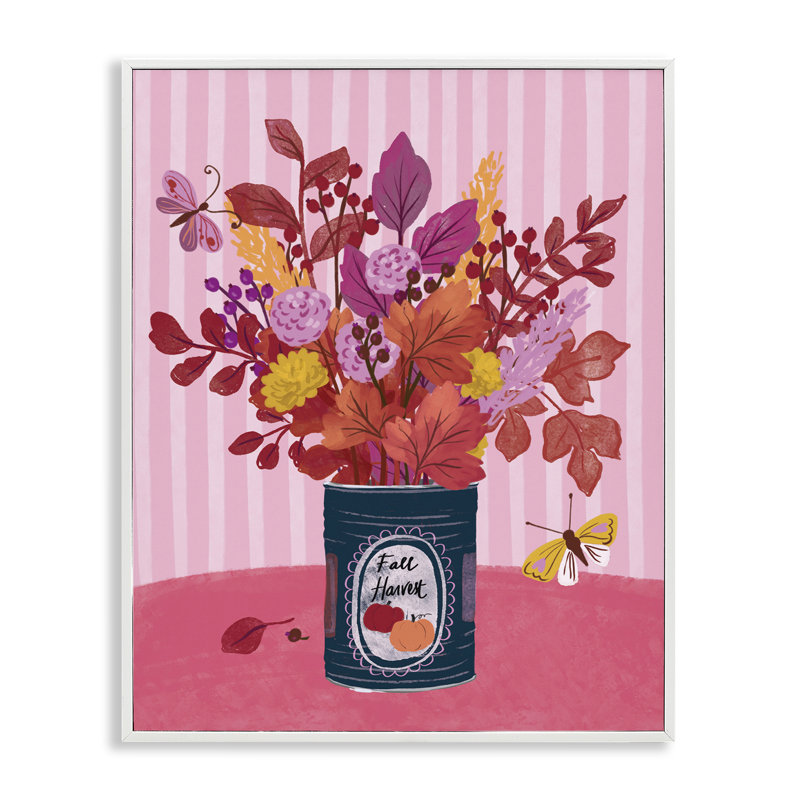  Bouquet d'automne sur rayures, estampe numérique par Be Ni La, H 14 po x l 11 po