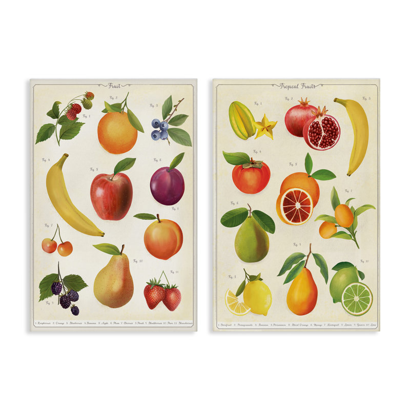Ensemble de 2 toiles Kitchen Kitchen Fruit, design par Diane Neukirch, 30 x 20
