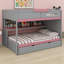 Lit superposé multifonctionnel avec escalier, lit gigogne et tablettes de rangement, DEL-1195608515