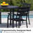 5 Pieces Outdoor Dining Set For 4, 42" Black Metal Round Outdoor Dining Table And 4 Black Metal Stackable Patio Chairs With Arm, Patio Table And Chairs Set For Lawn Garden Backyard-124236834-124236838