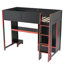 Lit mezzanine simple en bois noir avec bureau, garde-robe, lampe à DEL et tiroir - espace pour les petites chambres à coucher