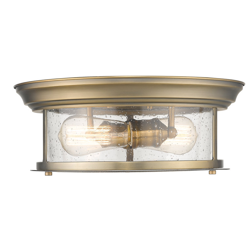 Plafonnier encastré 2 lumières Canale, Laiton héritage, H 5,5 po x l 13,5 po x P 13,5 po