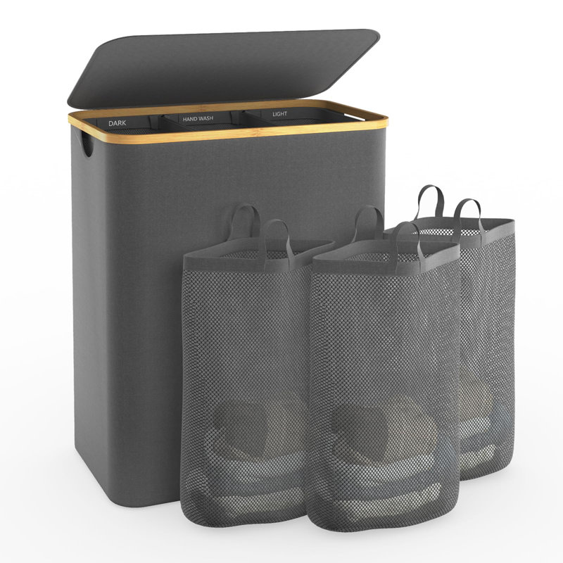 Très grand panier à linge 160L, Gris foncé