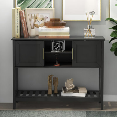 Console moderne en bois de 39,4 pouces avec rangement et tiroir, avec table de couloir et canapé pour le salon, la porte d'entrée et la table d'entrée (avec 2 portes)