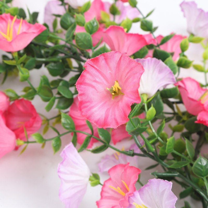  Guirlande Artificielle Morning Glories avec feuilles d'eucalyptus
