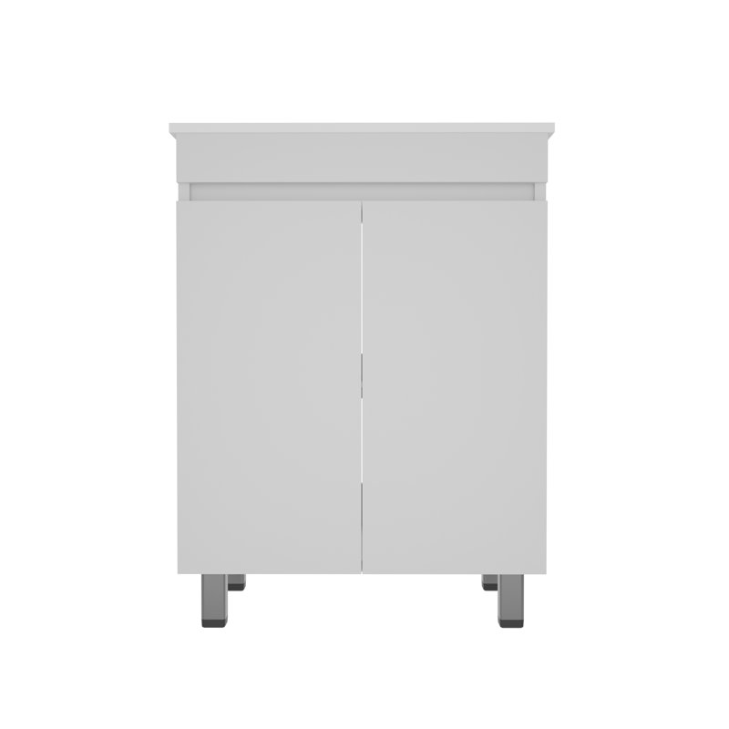 24" Single Bathroom Vanity with Ceramic Top and two Buffer Cabinet Doors