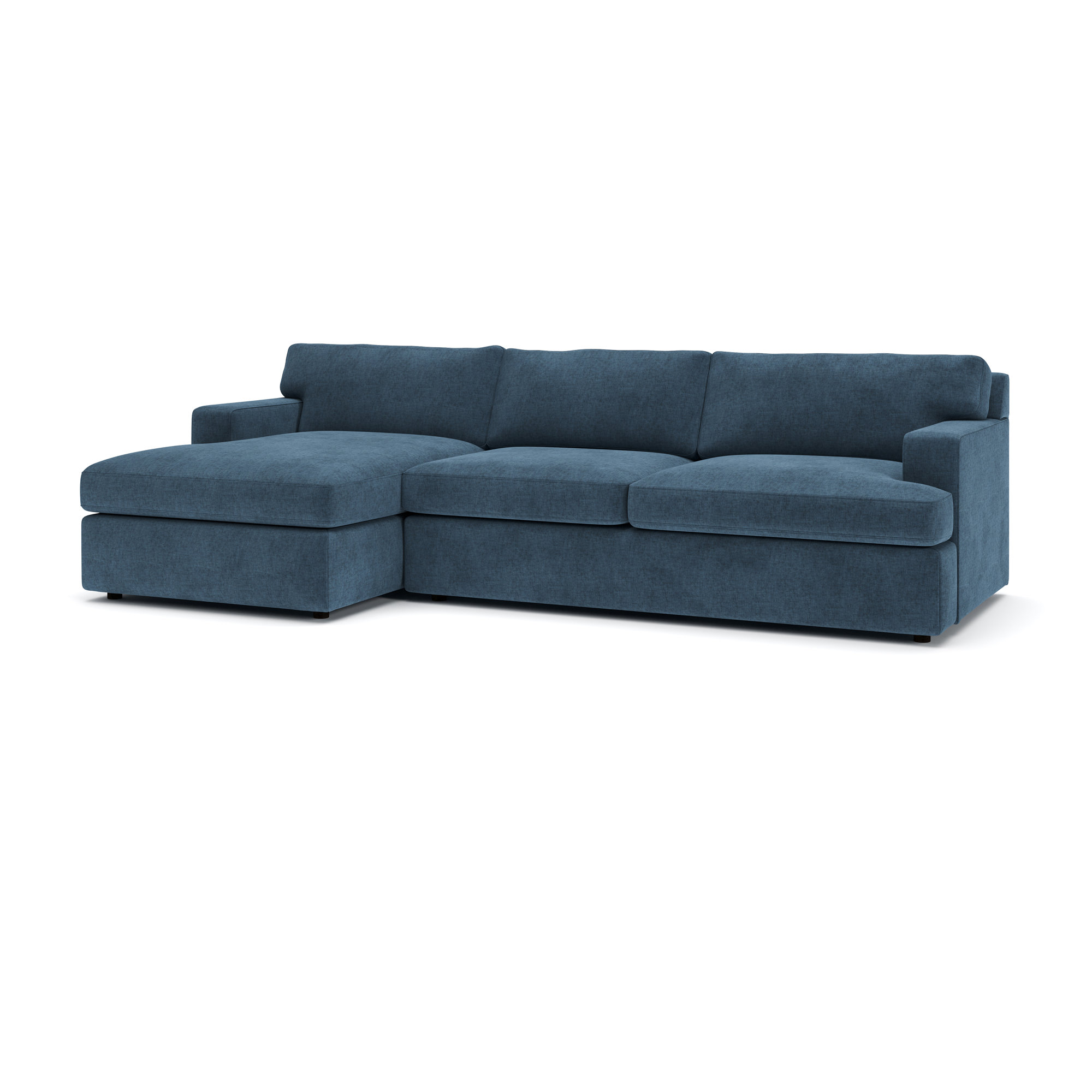 Cleo 2-Piece Upholstered Sectional, Zuma Navy Textured Linen, Left Hand Facing