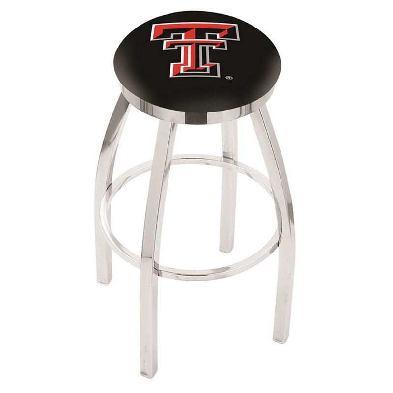 NCAA 36" Swivel Bar Stool, Texas Tech, Chrome