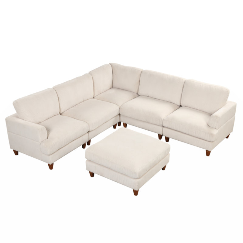 Canapé modulaire 2 pièces Latetia, Polyester beige, H 32,7 po x l 97,2 po x P 97,2 po
