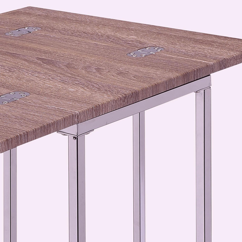 Table d'appoint en chêne patiné et chrome