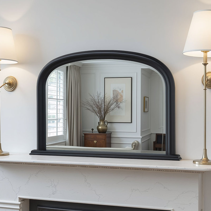 Lynn Arched Overmantle Mirror, Black