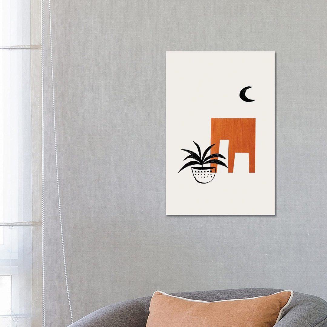 Midcentury House Plant by EnShape - Wrapped Canvas Print