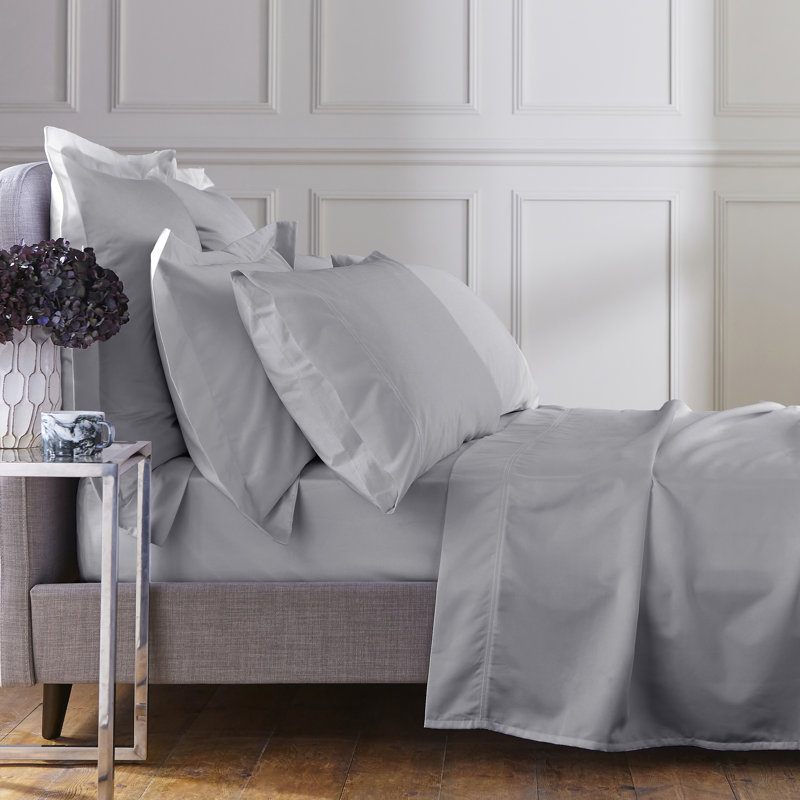 1000TC Eqyptian Cotton Flat Sheet, Double (4'6), Silver