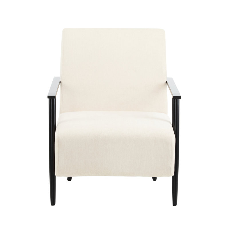 Comfortable 25.68" Lounge Chair In Beige With Upholstery And Strong Metal Legs For Office Modern Style Solid Base Area