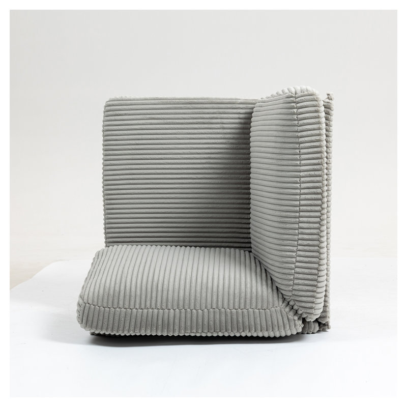 Module de coin pour canapé d'angle en velours côtelé - Élément central de canapé en tissu gris pour agencement personnalisé de salon