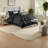 Elegant Black Polyester Bedding Set, Tufted Cal King 7-piece For Home