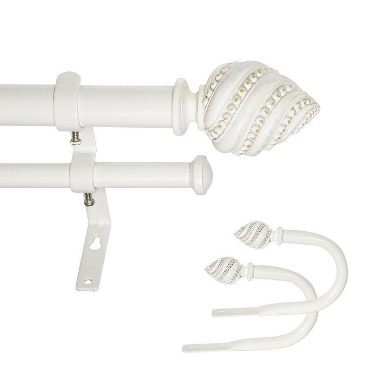 Tringle à rideaux double avec retenue Calynn de largeur totale x 1 pouce de diamètre, 28" - 48", Blanc