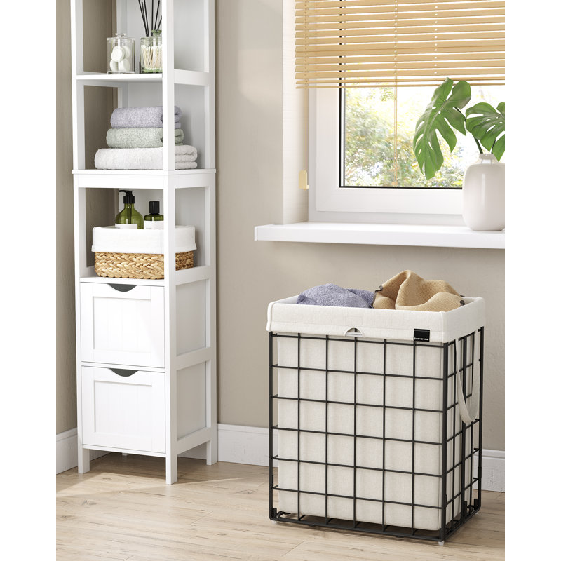 Laundry Hamper with Handles, 58" H x 48" W x 33" D, Black/White