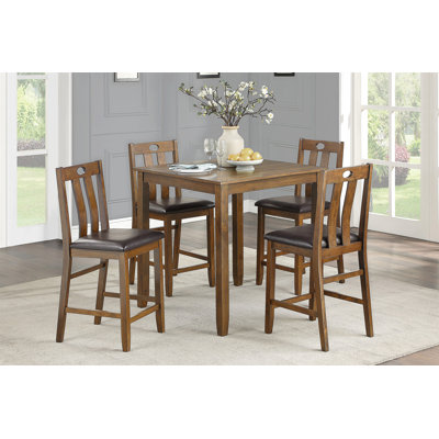 Brown Finish 5Pc Counter Height Set Dining Table And 4 Chairs Upholstered Seat Wooden Kitchen Dining Furniture Set Transitional Style -  August GroveÂ®, FFF0CDE4B341421BB24EC02C62E0ED0D