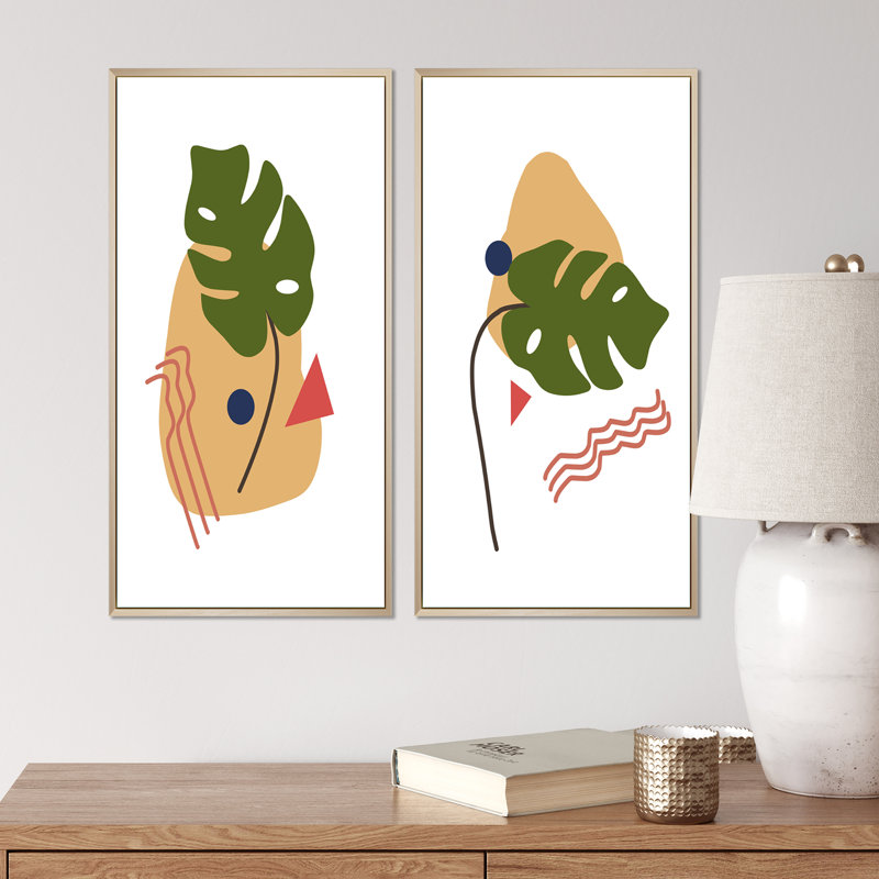 Scandinavian Abstract Geometric, H 20 po x l 24 po x P 1 po, Cadre brun