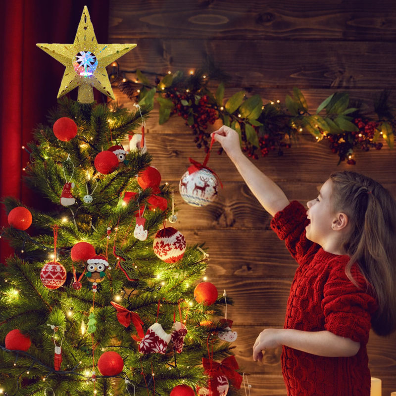 Lighted Christmas Tree Topper with LED Rotating Colourful Projector