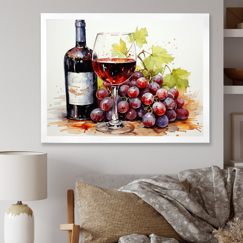 «Balayage de bourgogne bordeaux», art mural vin, Cadre de coin blanc fermé, H 12 po x l 20 po x P 1 po