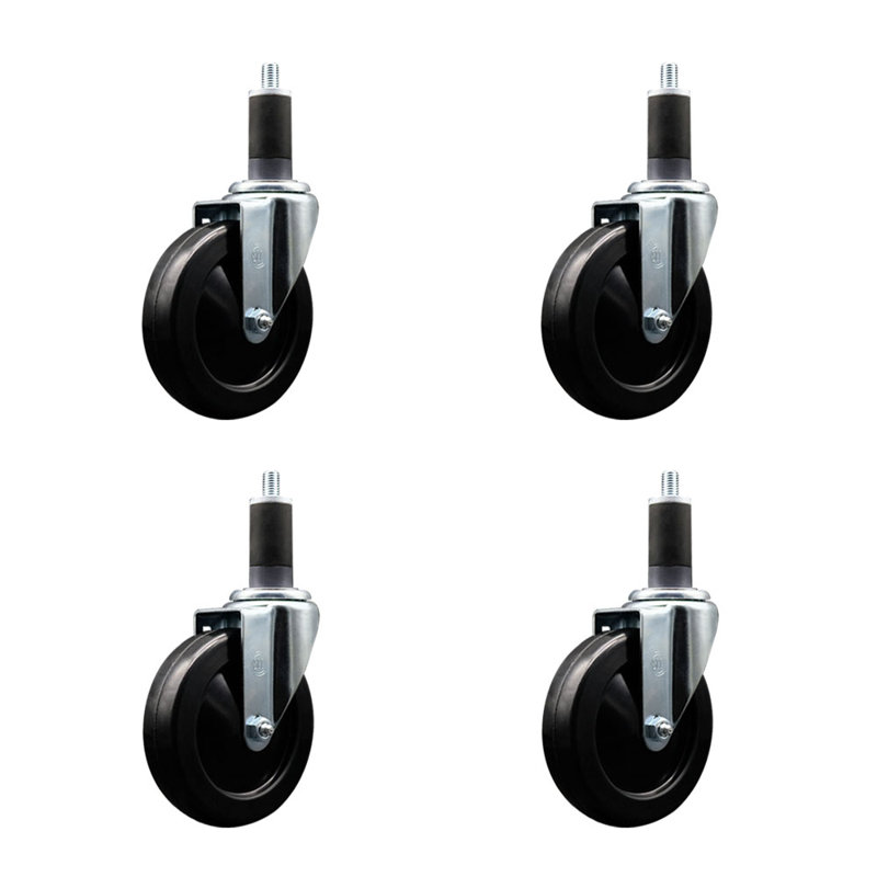 Ensemble de roulettes extensibles pivotantes en caoutchouc dur SCC NB 5 po x 1-1 / 4 po