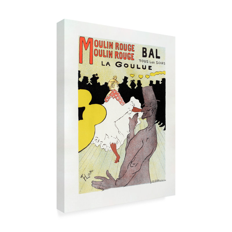 Affiche pour le moulin rouge, La Goulue, 1898 sur toile, impression, H 32 po x l 24 po x P 2 po