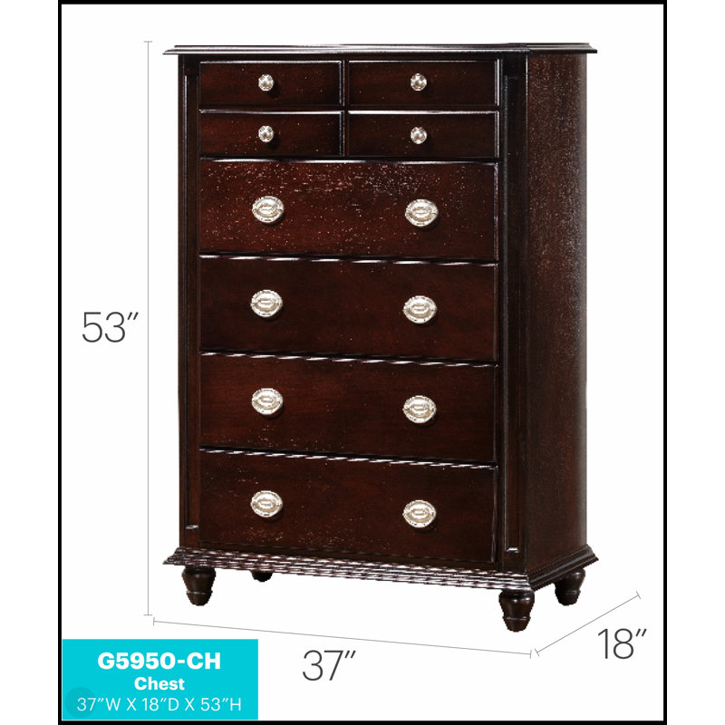 Commode à cappuccino Summit G5950-CH, élégante et durable avec placages en bois véritable et tiroirs à queue d'aronde